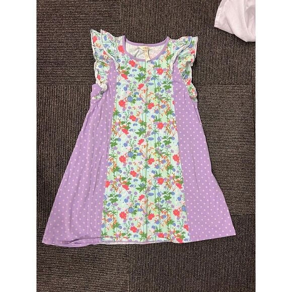 Matilda Jane Floral & Polka Dot Summer Dress Purple White Cottage  Pattern Mix - Picture 1 of 3